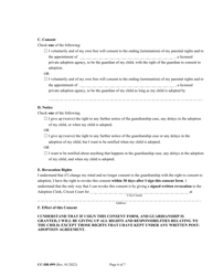 Form CC-DR-099 Consent of Parent to a Private Agency Guardianship - Maryland, Page 6