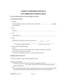 Form CC-DR-101 (9-102.3) Consent of Parent to an Independent Adoption With Termination of Parental Rights - Maryland, Page 5
