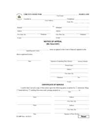 Form CC-097 &quot;Notice of Appeal&quot; - Maryland