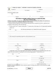 Form CC-DC-054 &quot;Petition to Permit Inspection of a Case Record&quot; - Maryland