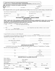 Form DC-PO-007 &quot;Petition for Contempt - Peace Order&quot; - Maryland