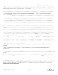 Form DC-ERPO-001 Petition for Extreme Risk Protective Order - Maryland, Page 2