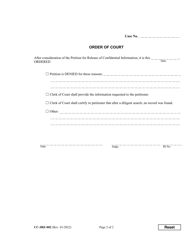Form CC-JRE-002 Petition for Release of Confidential Information - Maryland, Page 2