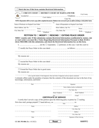 Form CC-DC-PO-006 &quot;Petition to Modify/Rescind/Extend Peace Order&quot; - Maryland