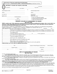 Form DC-CV-065 Request for Writ of Garnishment of Wages - Maryland
