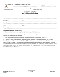 Form CC-CV-065 Writ of Garnishment of Wages - Maryland, Page 4