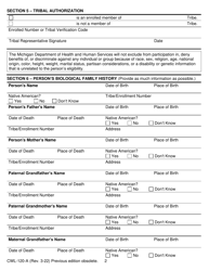Form CWL-120-A American Indian/Alaska Native Tribal Affiliation Verification - Michigan, Page 2