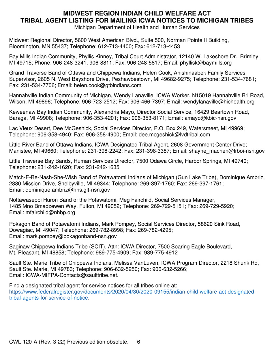 Form CWL-120-A American Indian / Alaska Native Tribal Affiliation Verification - Michigan, Page 6