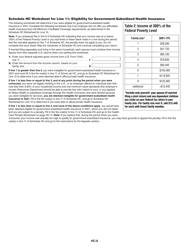 Instructions for Schedule HC Health Care Information - Massachusetts, Page 8