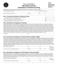 Document preview: Form M-8453ELT 63d Entity Level Tax Declaration for Electronic Filing - Massachusetts