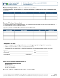 Form AG00693 &quot;Nursery Certificate Application: New Applicants Only&quot; - Minnesota, Page 2