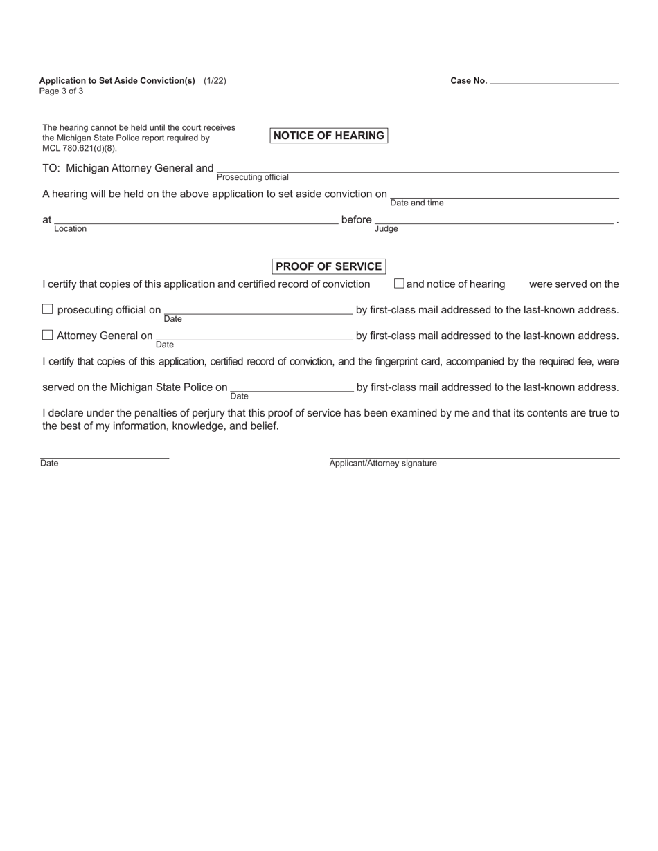Form MC227 Application to Set Aside Conviction(S) - Michigan, Page 3