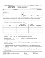 Form MC228 Order on Application to Set Aside Conviction(S) - Michigan