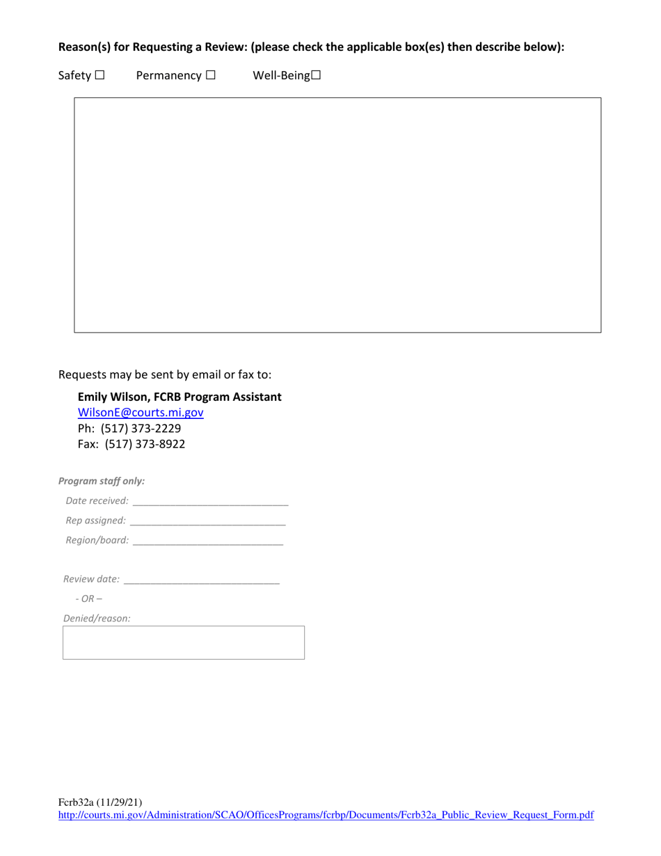 Form Fcrb32A Request for Foster Care Review Board Case Review - Michigan, Page 2