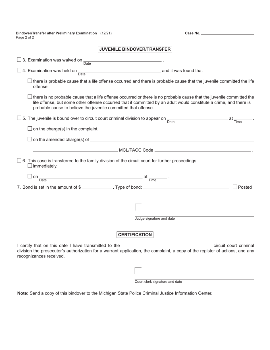 Form MC200W Felony Set, Warrant - Michigan, Page 6