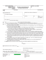 Document preview: Form MC406A Petition to Discontinue Sex Offender Registration - Michigan