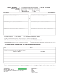 Document preview: Form FOC10A/52A Uniform Child Support Order, No Friend of the Court Services - Michigan
