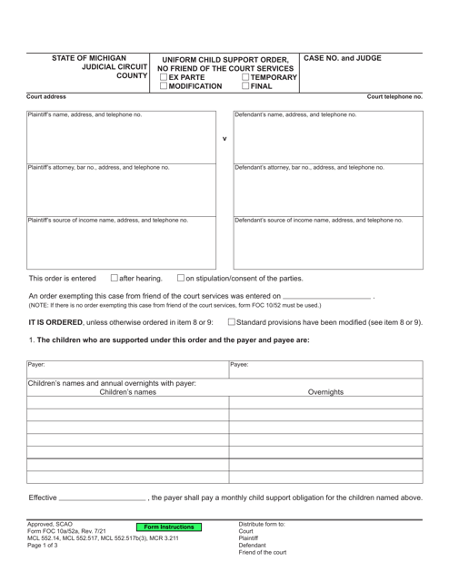Form FOC10A/52A  Printable Pdf