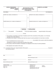 Form FOC24 &quot;Motion/Stipulation for Transferring Case (Postjudgment)&quot; - Michigan