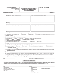 Form FOC107 &quot;Notice Following Review of Redirection or Abatement of Child Support&quot; - Michigan