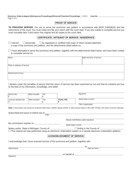 Form JC20 Summons: Order to Appear (Delinquency Proceedings)/(Personal Protection Proceedings) - Michigan, Page 2