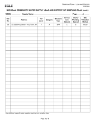 Form EQP5844 Lead and Copper Sampling Plan - Michigan, Page 3