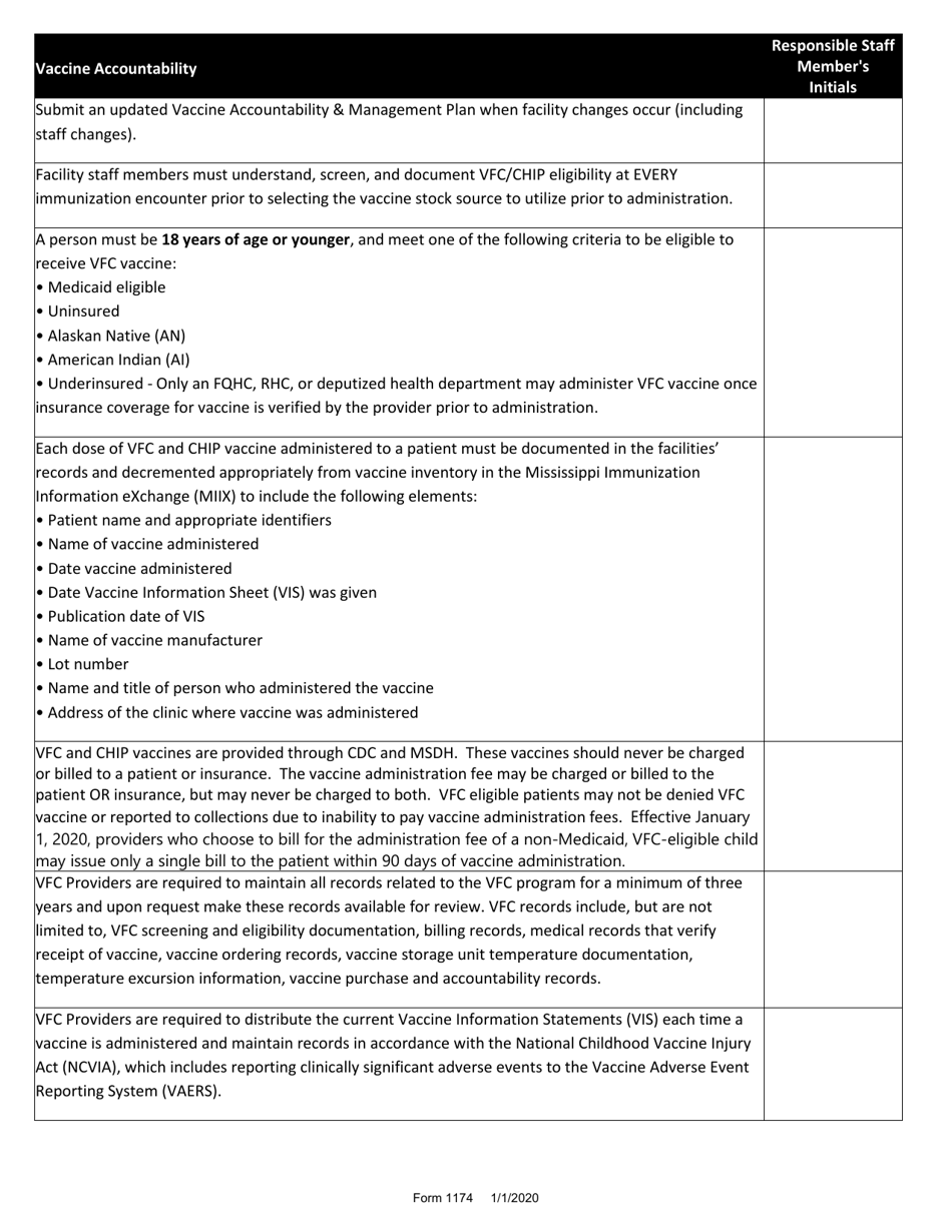 Form 1174 Vaccine Accountability  Management Plan - Mississippi, Page 3
