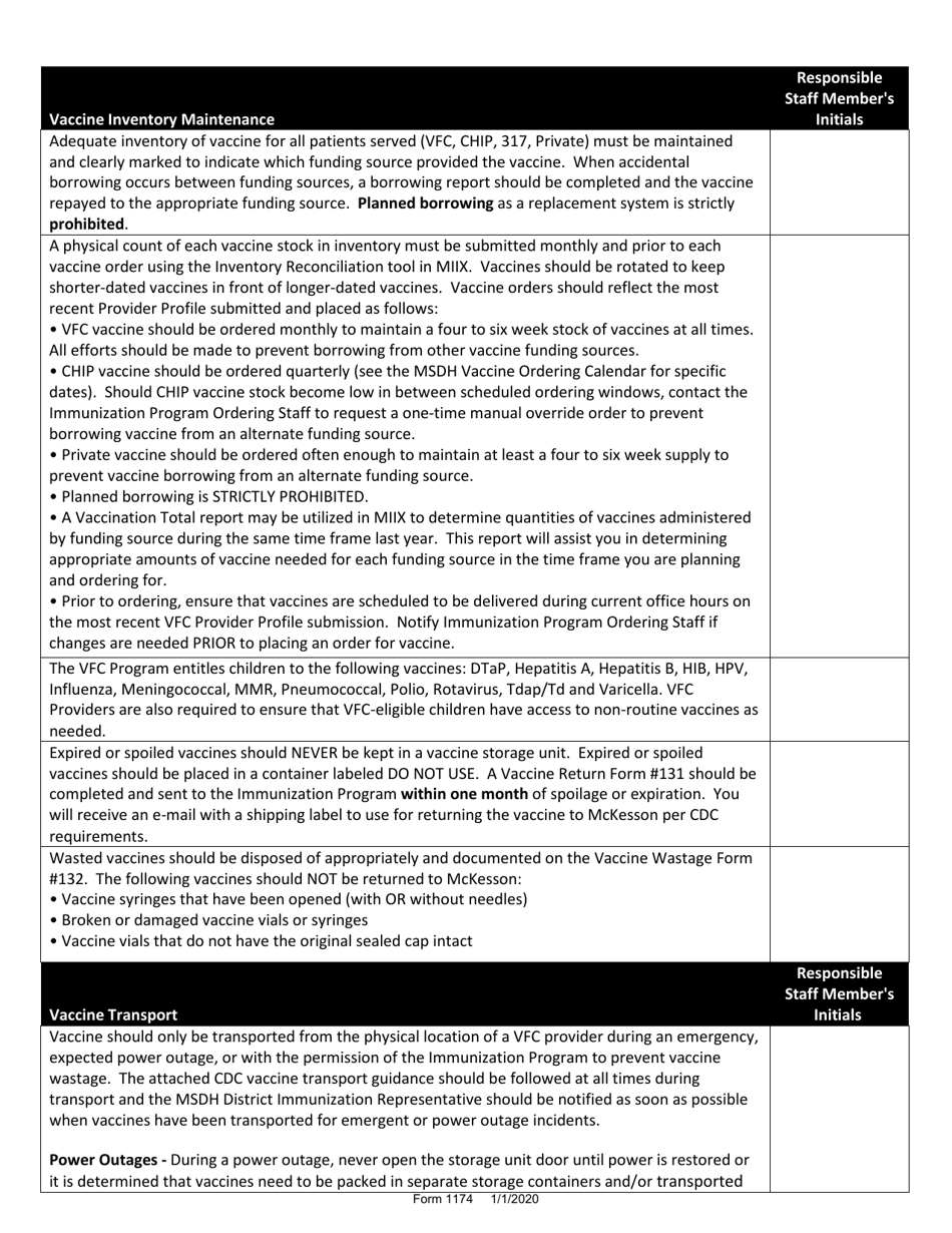 Form 1174 Vaccine Accountability  Management Plan - Mississippi, Page 4