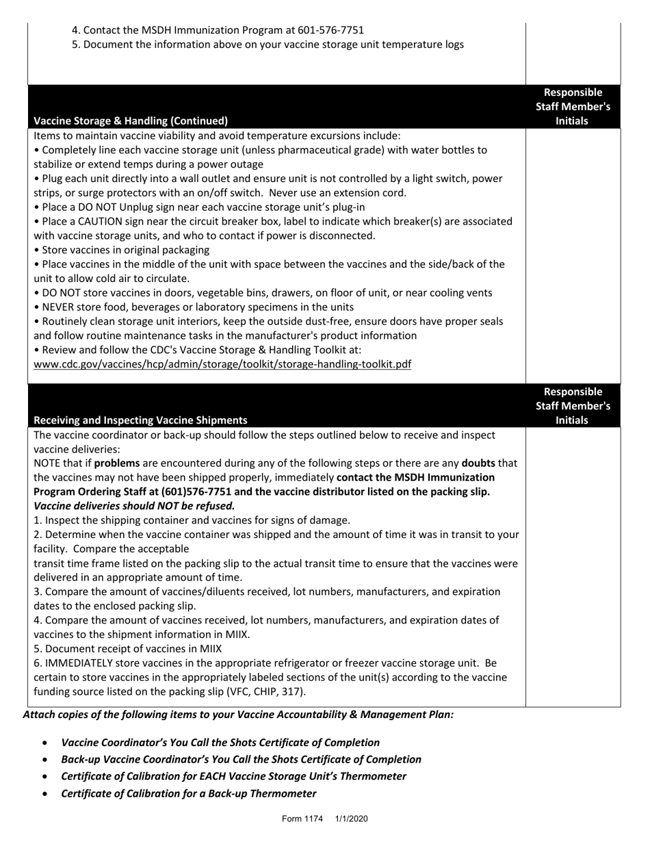 Form 1174 Vaccine Accountability  Management Plan - Mississippi, Page 6