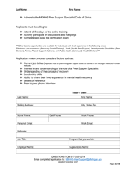 Peer Support Specialist Certification Training Application - Michigan, Page 3
