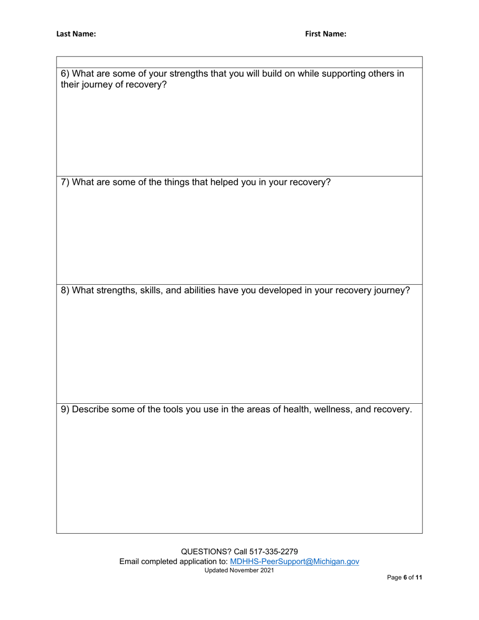 Veterans Peer Support Specialist Certification Training Application - Michigan, Page 6