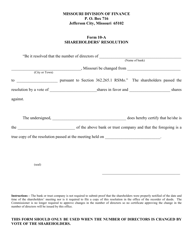 Form 10-A Shareholders' Resolution - Missouri