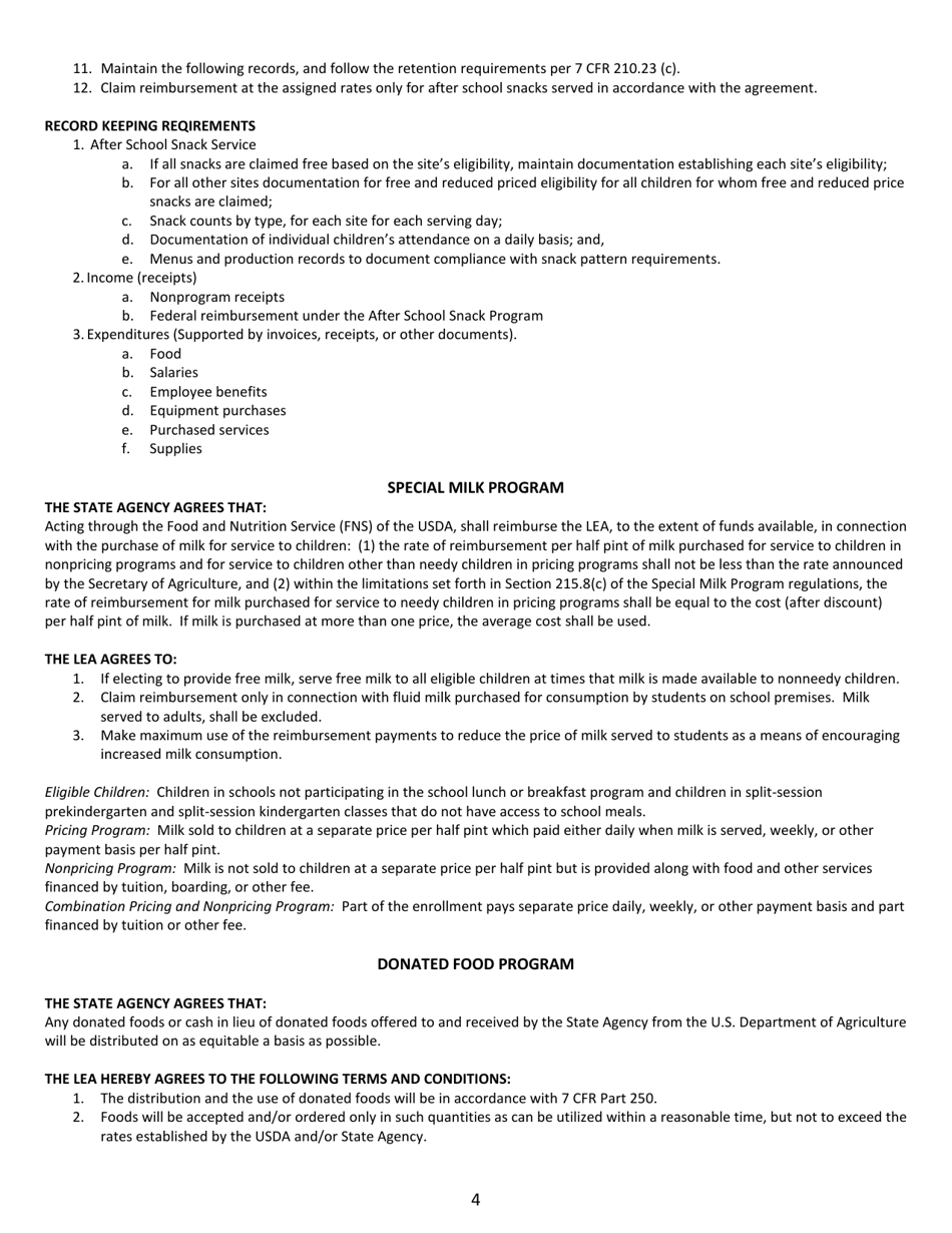 Form MO500-2757 Permanent Application Agreement - National School Lunch / School Breakfast / After School Snack / Special Milk / Donated Food Programs - Missouri, Page 4