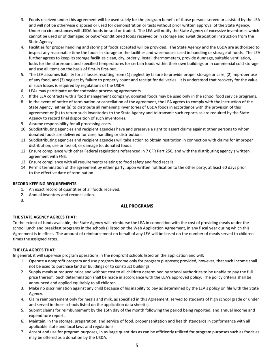 Form MO500-2757 Permanent Application Agreement - National School Lunch / School Breakfast / After School Snack / Special Milk / Donated Food Programs - Missouri, Page 5