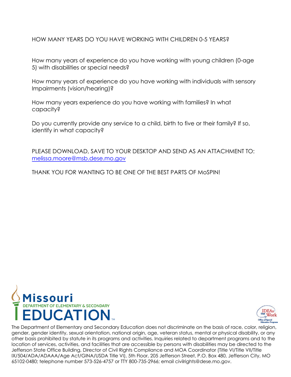 Parent Advisor for Mospin Eligibility Form - Missouri, Page 2
