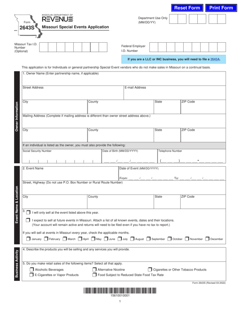 Form 2643S  Printable Pdf