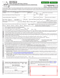Form 4318 Military Application With Power of Attorney (For Persons Mobilized and Deployed With the U.S. Armed Forces) - Missouri