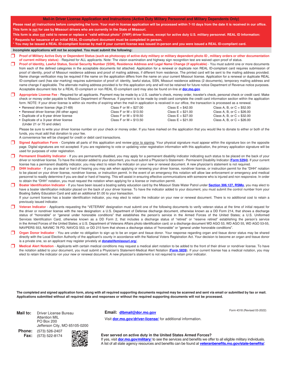 Form 4318 Military Application With Power of Attorney (For Persons Mobilized and Deployed With the U.S. Armed Forces) - Missouri, Page 3