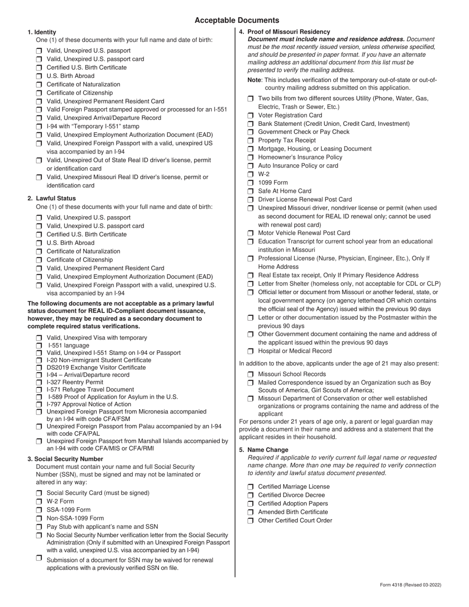 Form 4318 Military Application With Power of Attorney (For Persons Mobilized and Deployed With the U.S. Armed Forces) - Missouri, Page 4