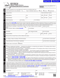 Document preview: Form 5305 Missouri Tobacco Directory - Participating Manufacturer Certification - Missouri