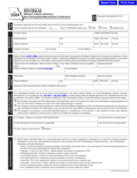 Document preview: Form 5304 Missouri Tobacco Directory - Non-participating Manufacturer Certification - Missouri