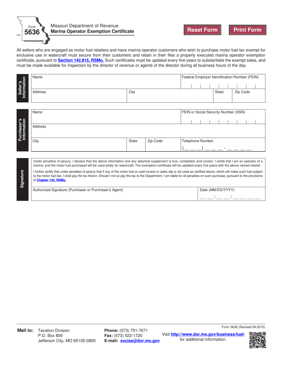 Form 5636 - Fill Out, Sign Online and Download Fillable PDF, Missouri ...