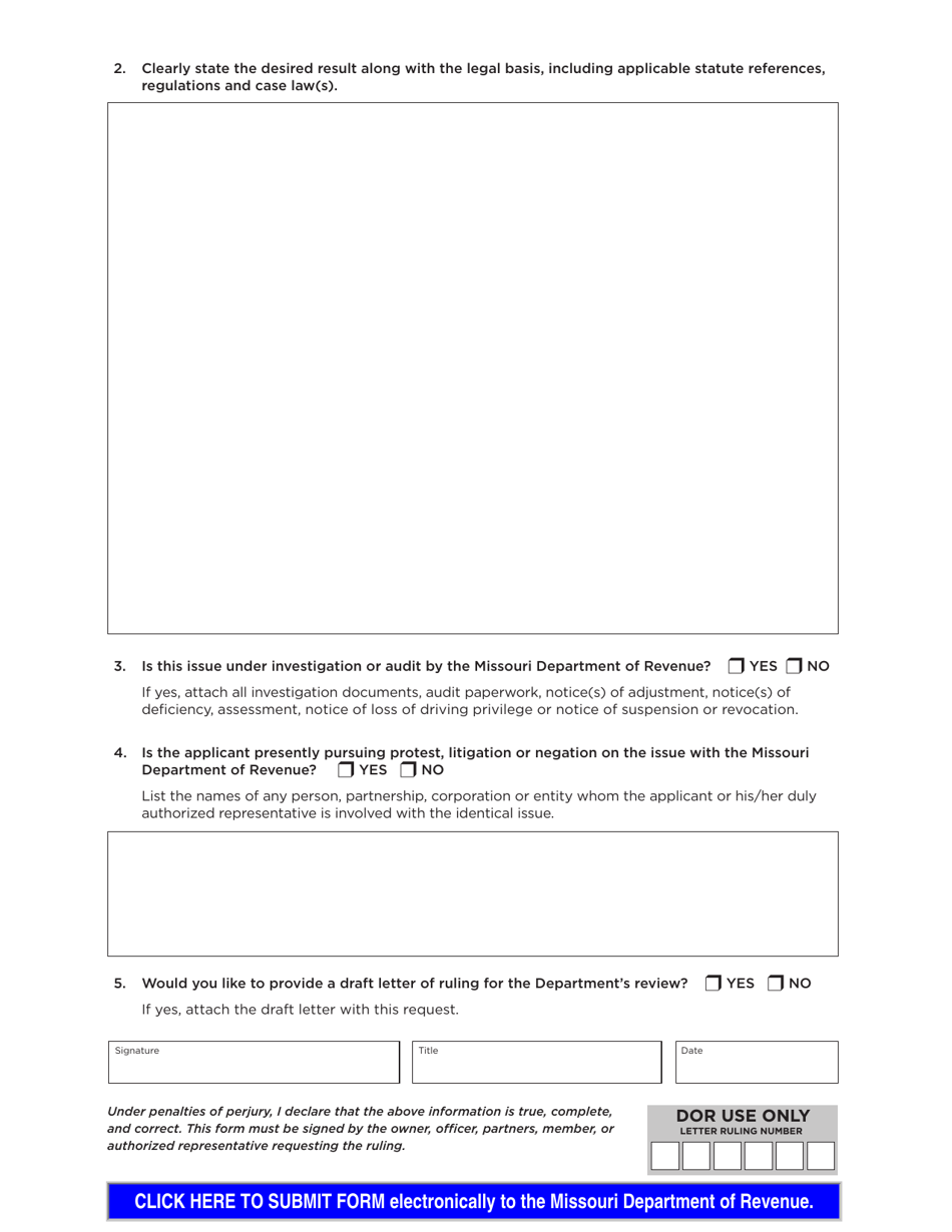 Form 5859 Request for Letter Ruling - Missouri, Page 2