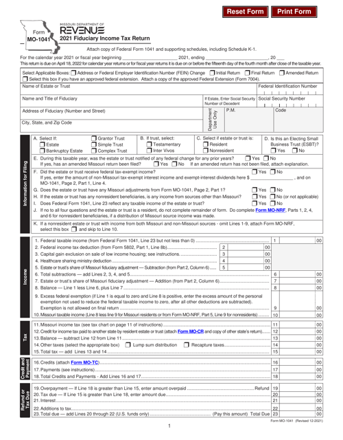 Form MO-1041 2021 Printable Pdf
