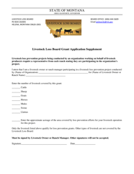 &quot;Livestock Loss Board Grant Application Supplement&quot; - Montana