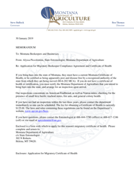 &quot;Application for Migratory Beekeeper Certificate of Health&quot; - Montana