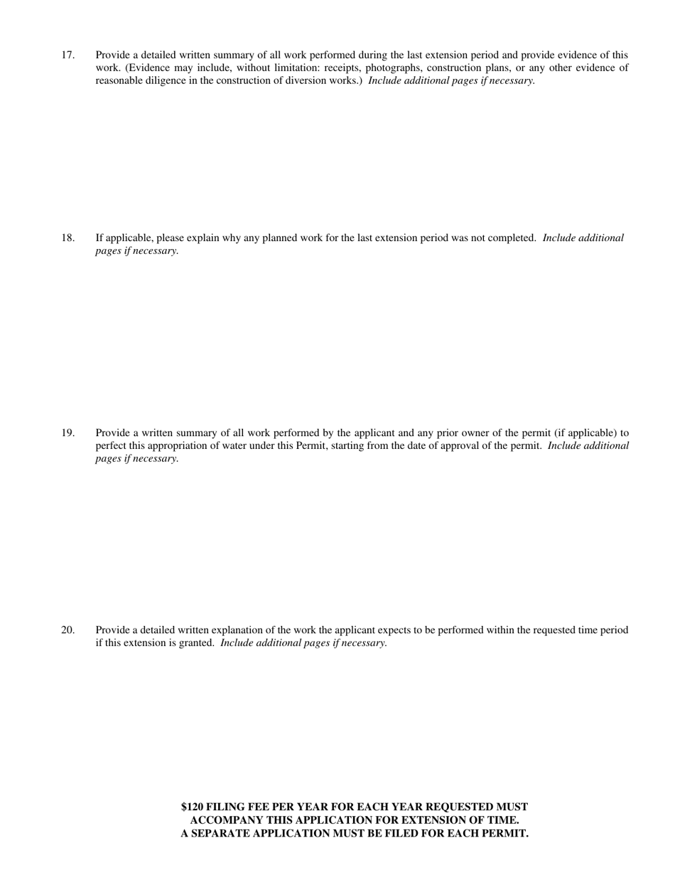 Form 1023 Application for Extension of Time for Filing Proof of Beneficial Use - Stockwatering or Wildlife - Nevada, Page 5