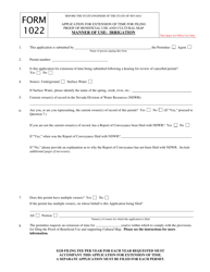 Form 1022 Application for Extension of Time for Filing Proof of Beneficial Use and Cultural Map - Irrigation - Nevada, Page 3