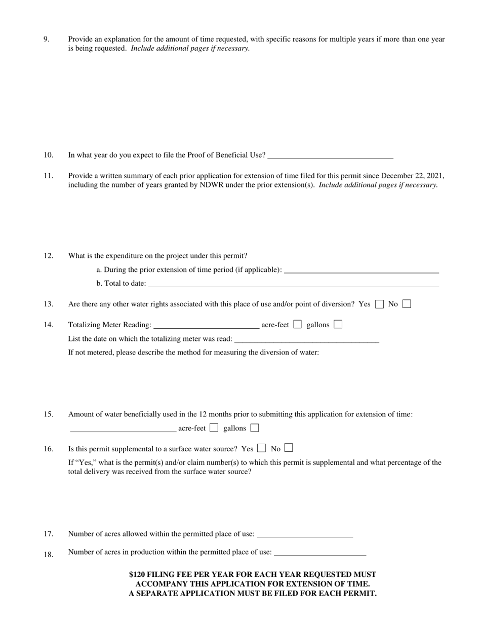 Form 1022 Application for Extension of Time for Filing Proof of Beneficial Use and Cultural Map - Irrigation - Nevada, Page 4