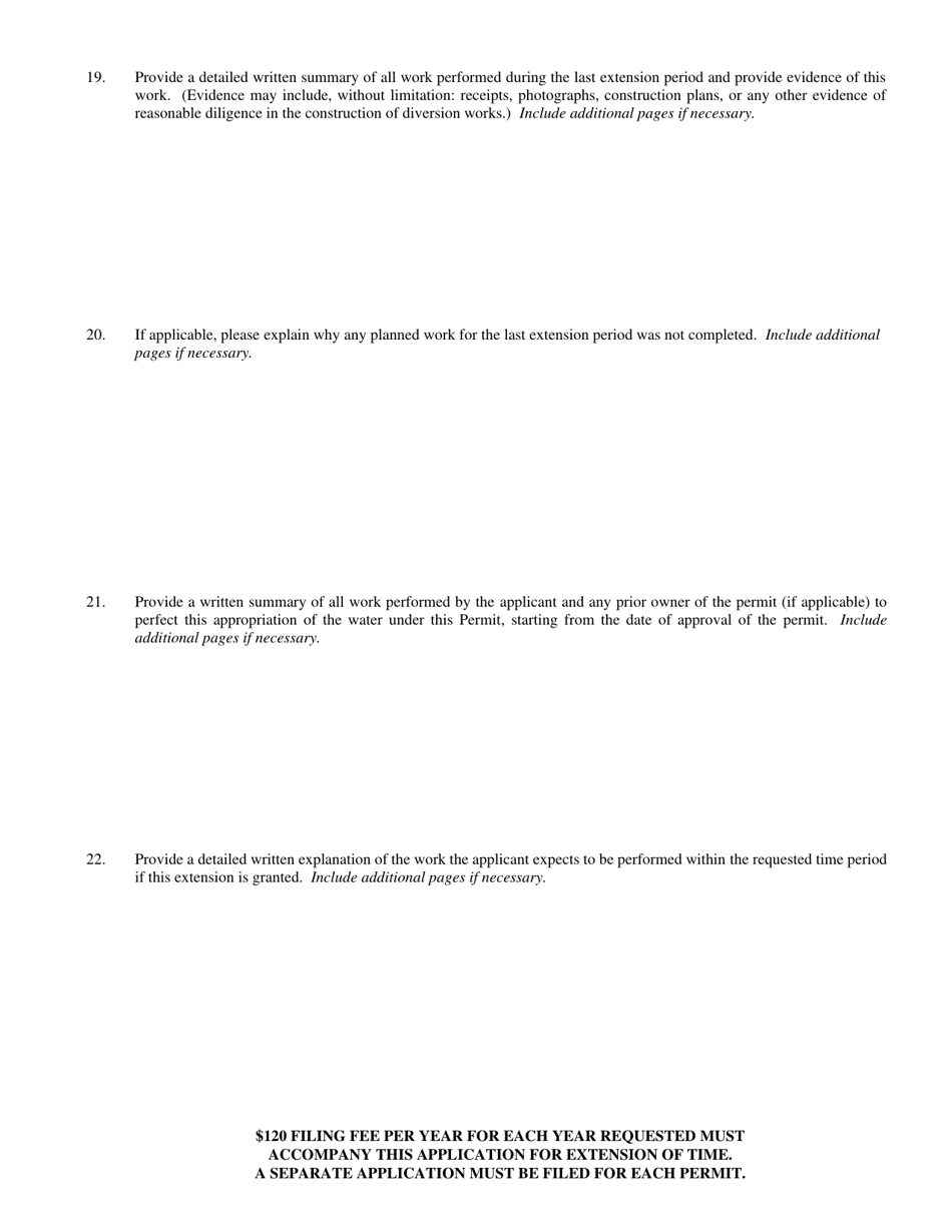 Form 1022 Application for Extension of Time for Filing Proof of Beneficial Use and Cultural Map - Irrigation - Nevada, Page 5